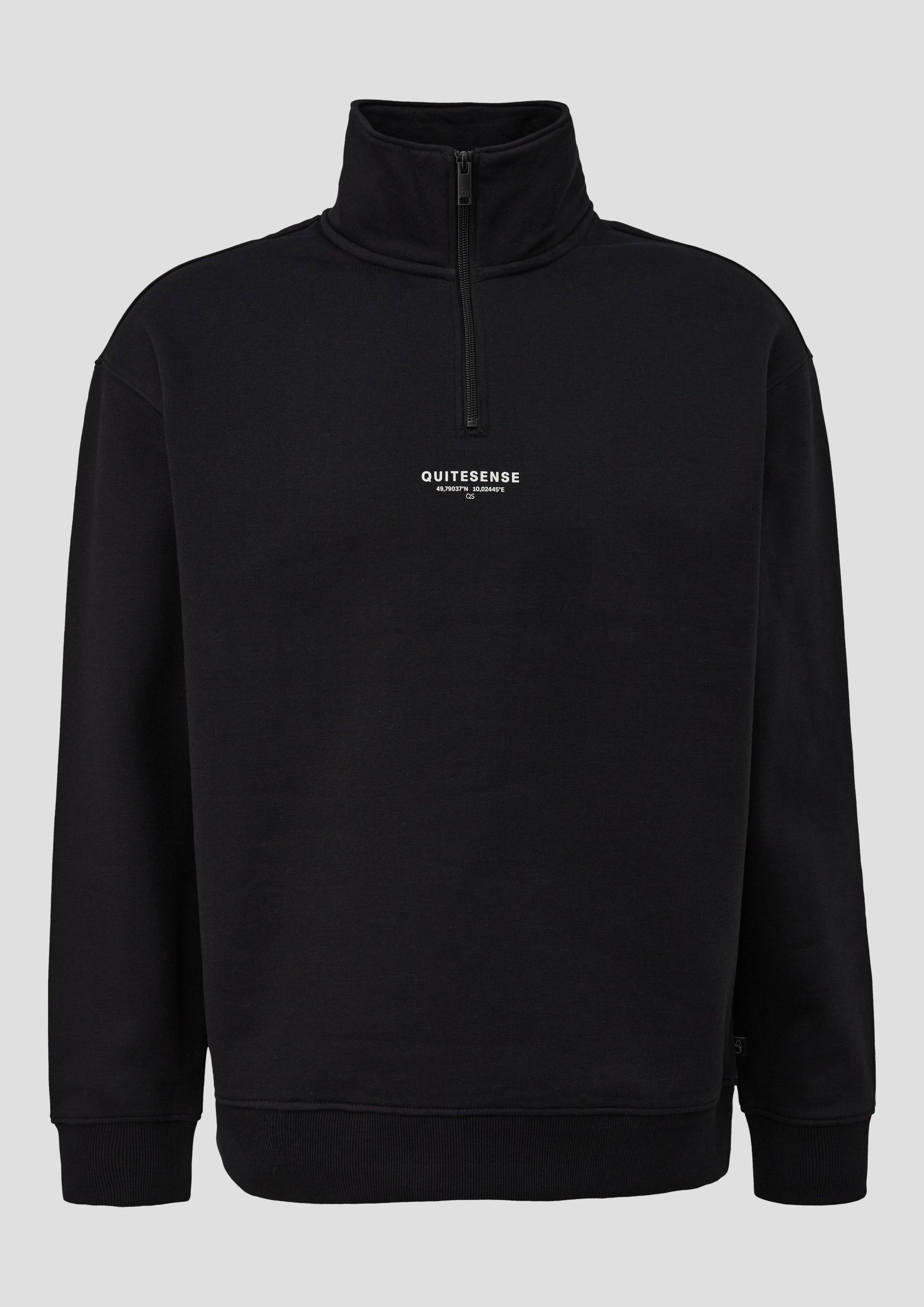 QS - Sweat Troyer mit Reißverschluss und angerauter Innenseite, Herren, schwarz von QS