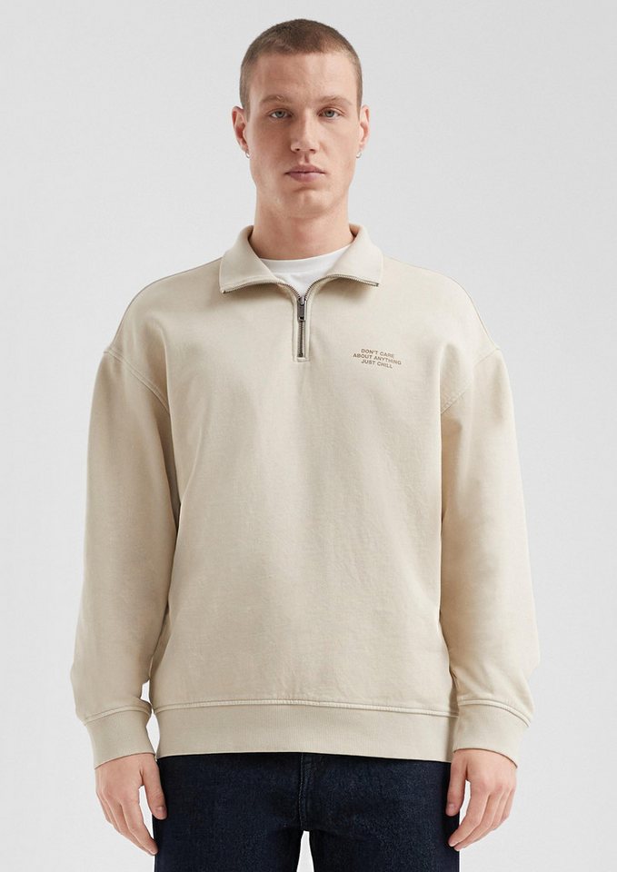 QS Sweatjacke Sweatshirt Gewaschener Sweat-Troyer mit Brustprint von QS