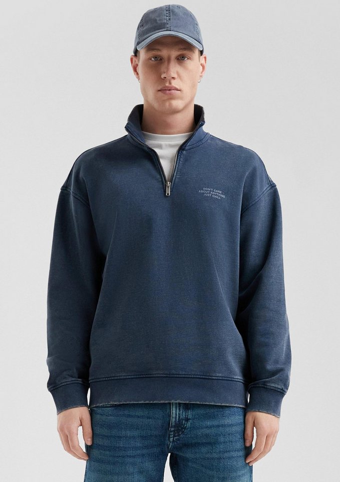 QS Sweatjacke Sweatshirt Gewaschener Sweat-Troyer mit Brustprint von QS