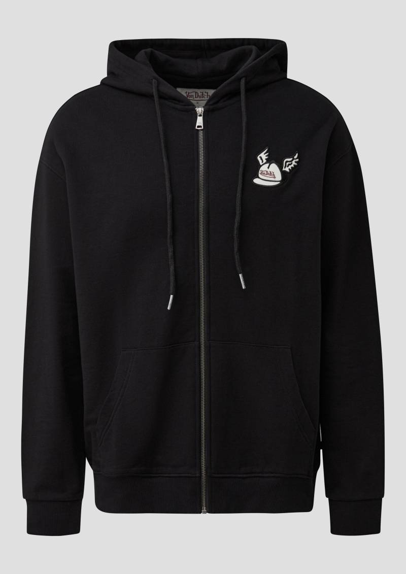 QS - Sweatjacke mit Stickerei und Patch | QS x Von Dutch, Herren, schwarz von QS
