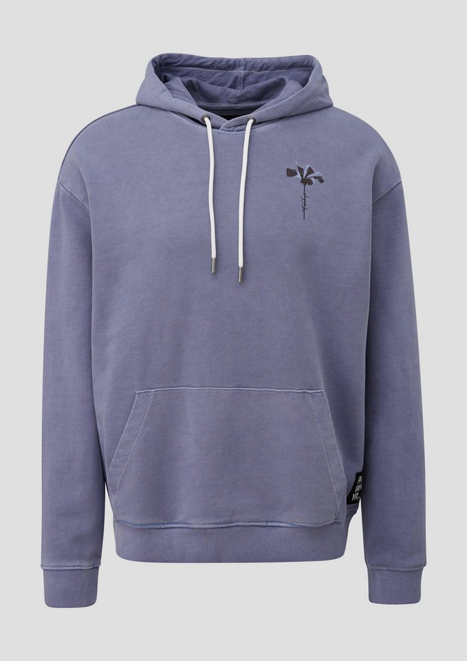 QS Sweatshirt Hoodie mit Front- und Rückenprint Label-Patch von QS