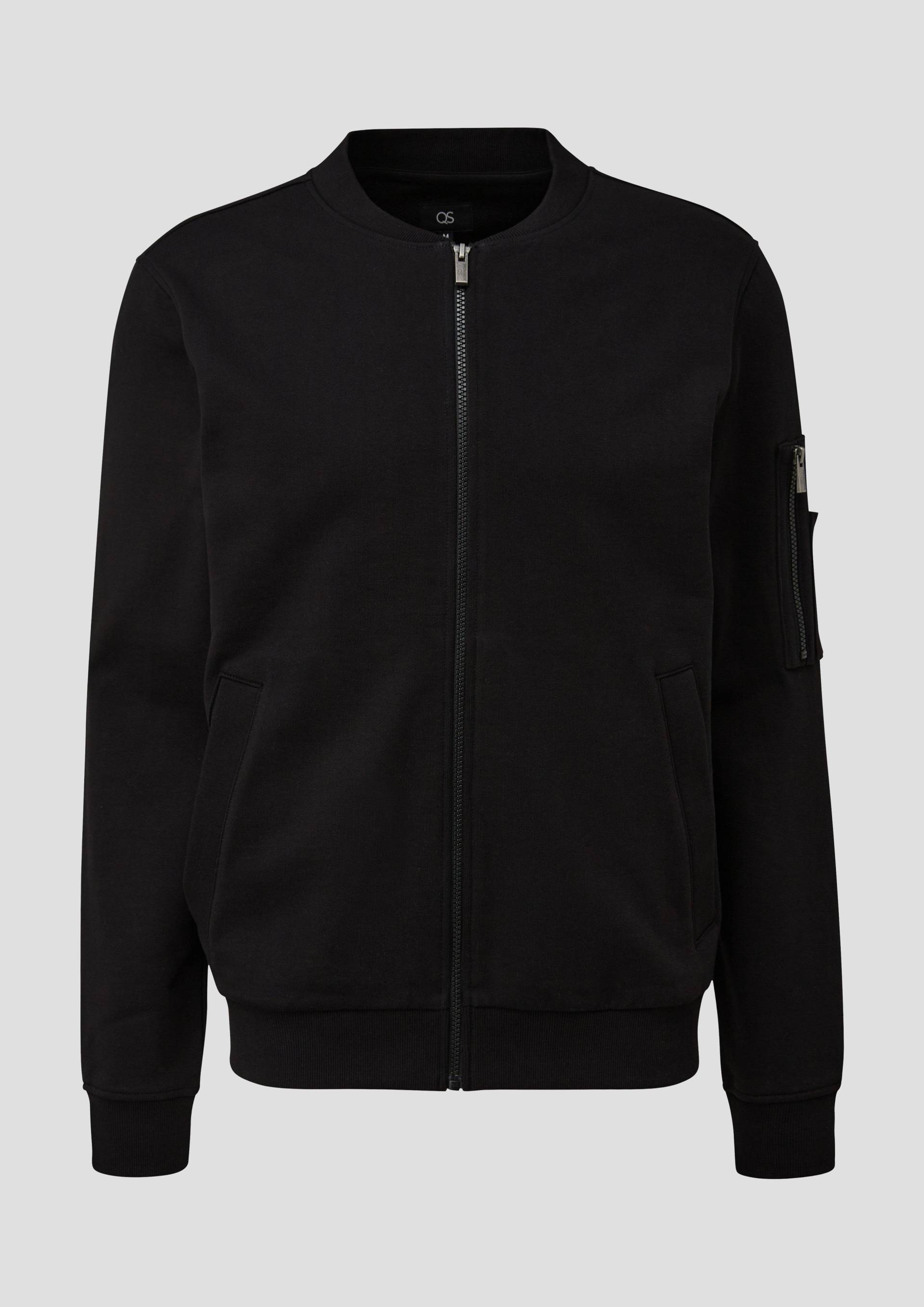 QS - Sweatshirt-Jacke mit Ärmeltasche, Herren, schwarz von QS