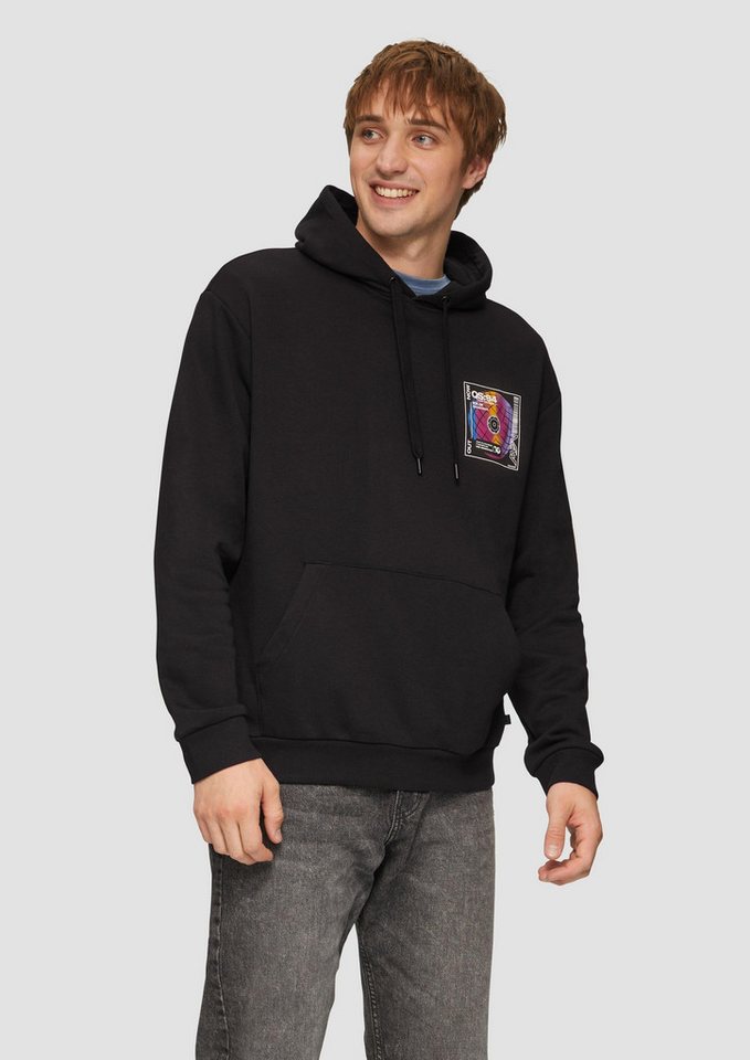 QS Sweatshirt Sweatshirt Kapuzensweatshirt mit Front- und Rückenprint von QS