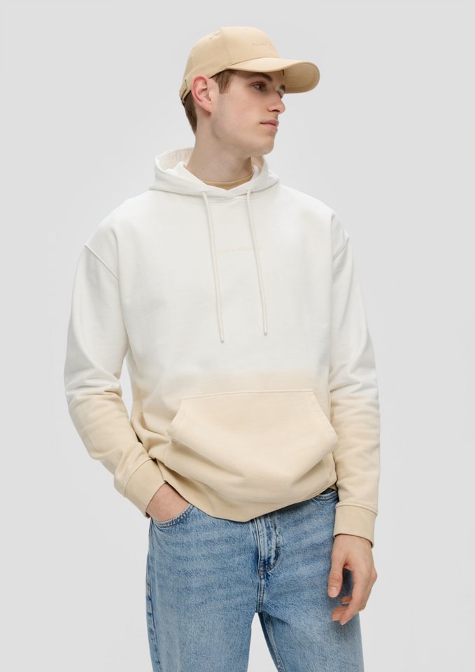 QS Sweatshirt Sweatshirt mit gummiertem Schriftprint Label-Patch, Dip Dye von QS