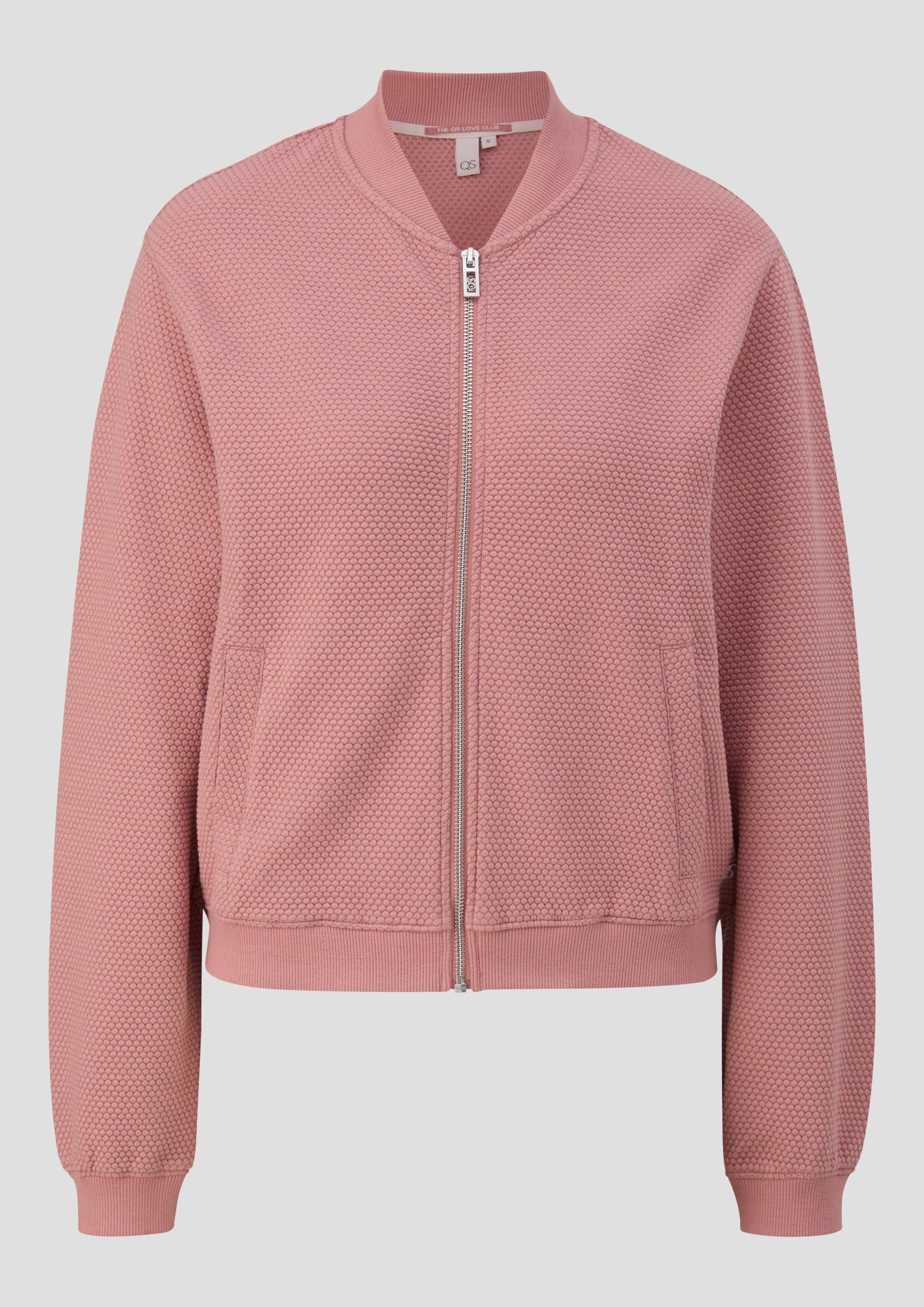 QS - Sweatshirt im Blousonstyle mit Strukturmuster, Damen, Rosa QS - Sweatshirt im Blousonstyle mit Strukturmuster, Damen, Rosa von QS