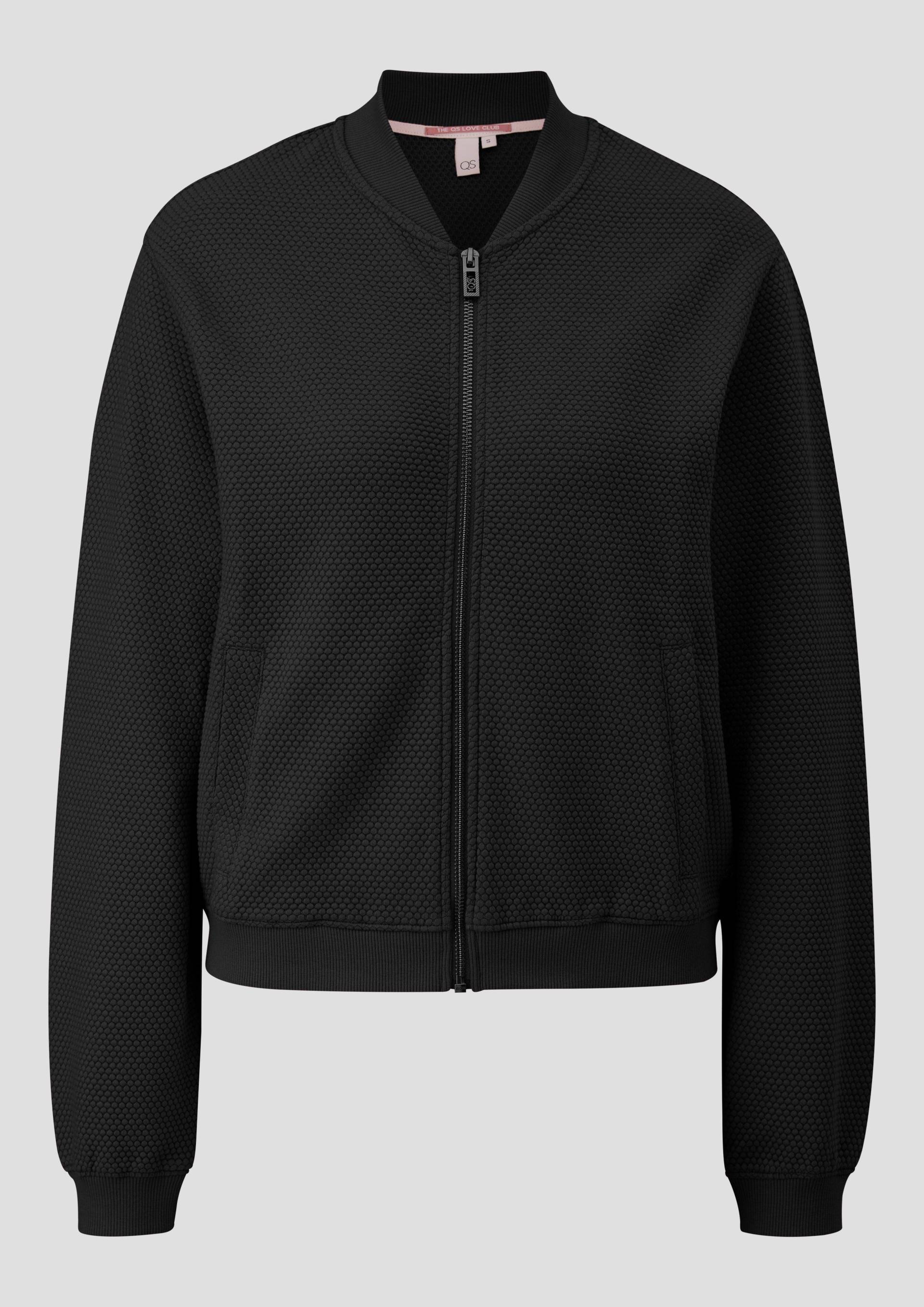 QS - Sweatshirt im Blousonstyle mit Strukturmuster, Damen, schwarz QS - Sweatshirt im Blousonstyle mit Strukturmuster, Damen, schwarz von QS