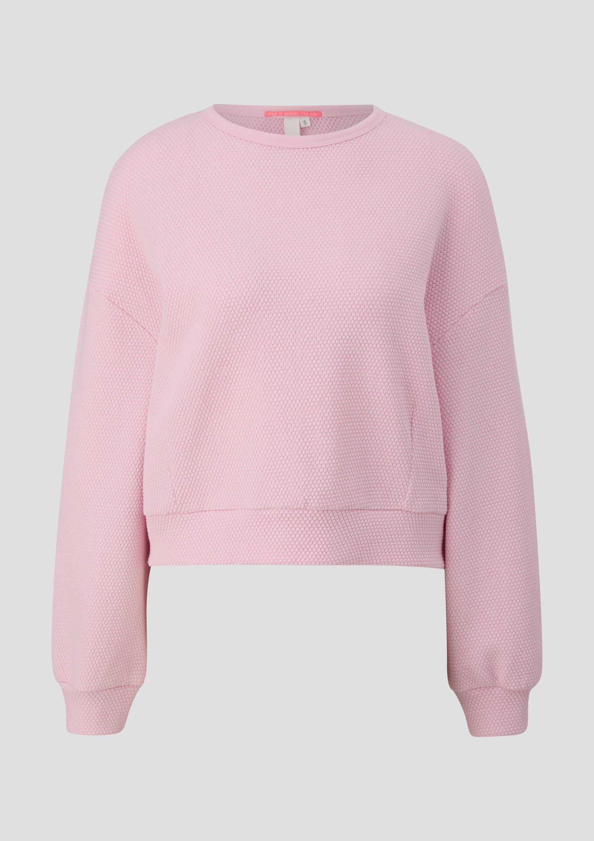 QS - Sweatshirt im Boxy Cut mit Piquéstruktur, Damen, Rosa von QS