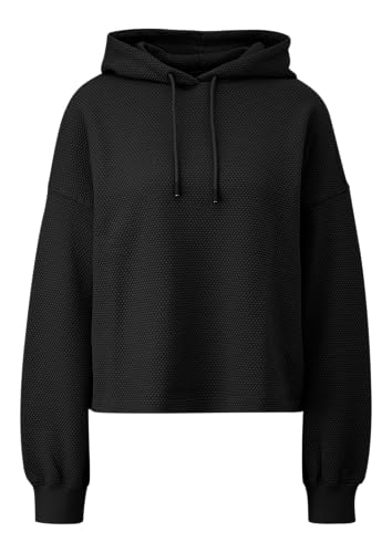 QS Sweatshirt mit Strukturmuster und Kapuze schwarz L von QS