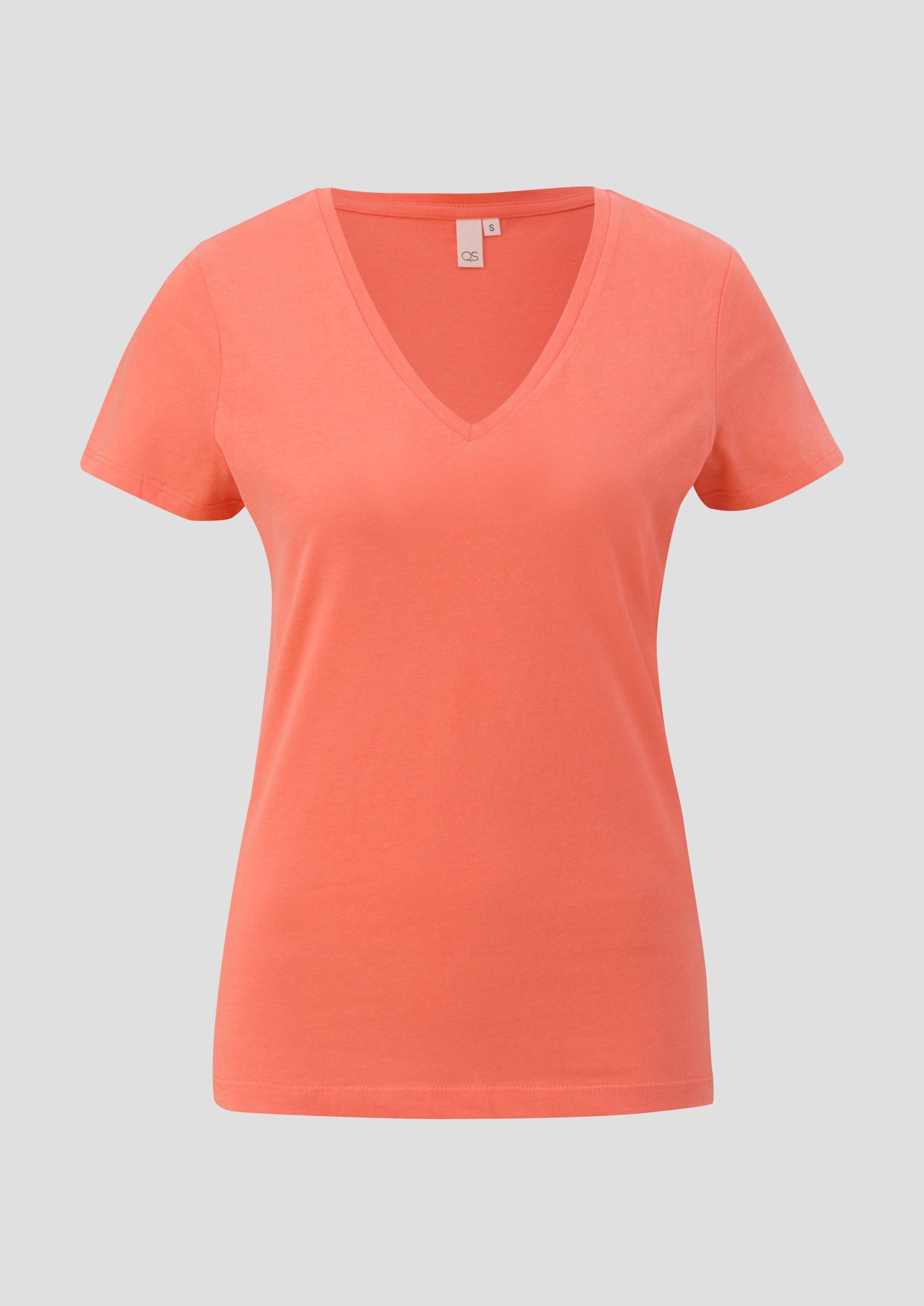 QS - T-Shirt aus reiner Baumwolle, Damen, Orange von QS