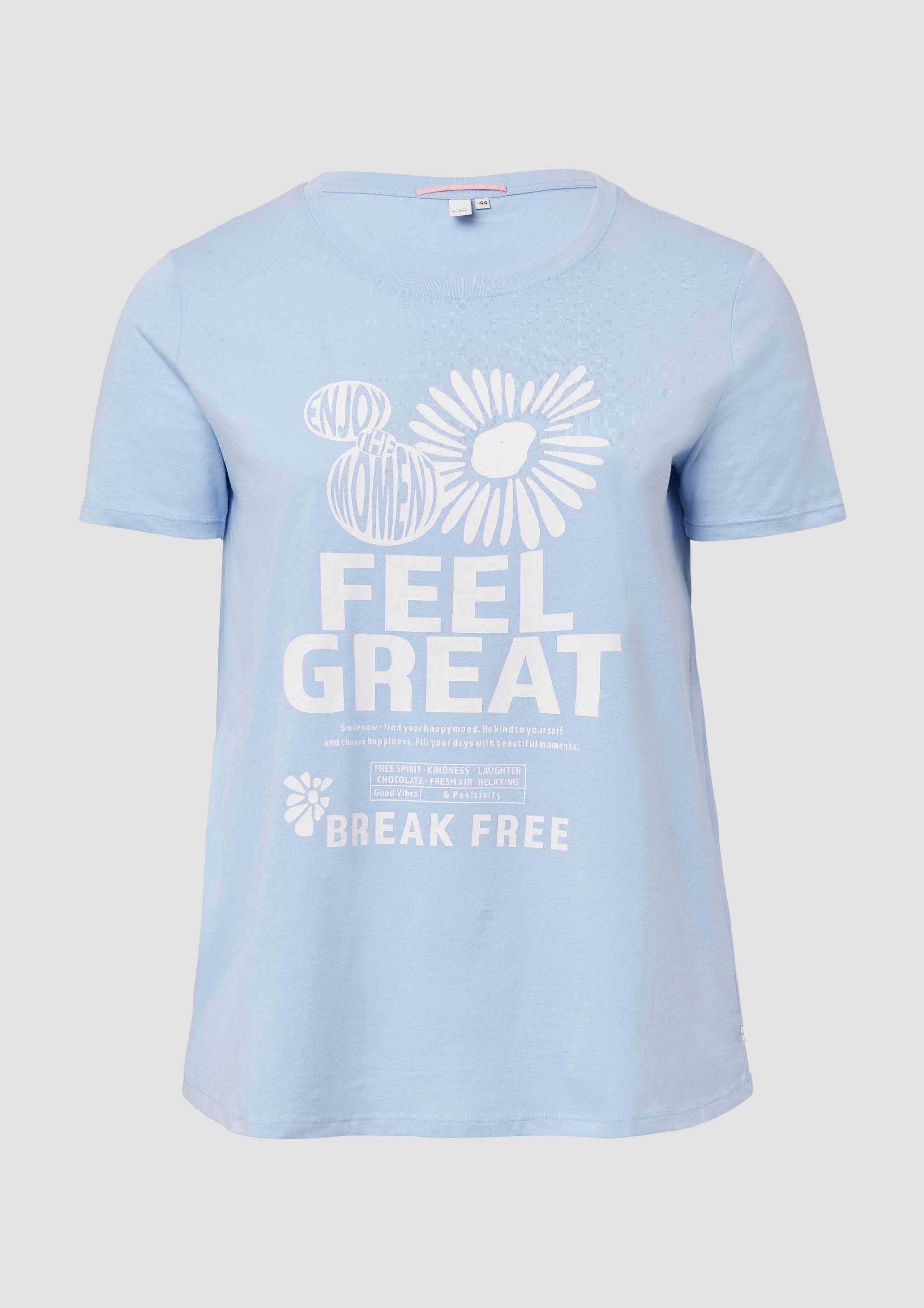 QS - Baumwollshirt mit Frontprint, Damen, blau QS - Baumwollshirt mit Frontprint, Damen, blau von QS