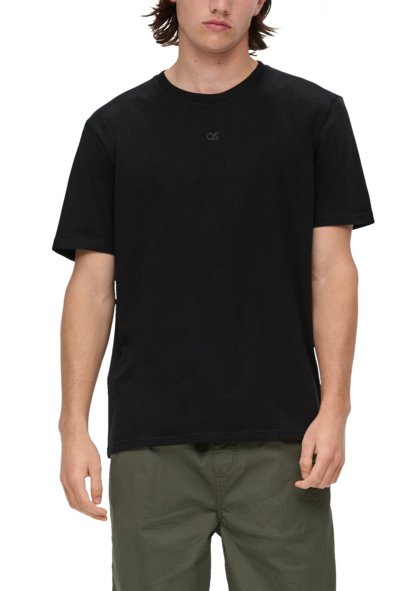 QS - T-Shirt mit Label-Print, Herren, schwarz von QS