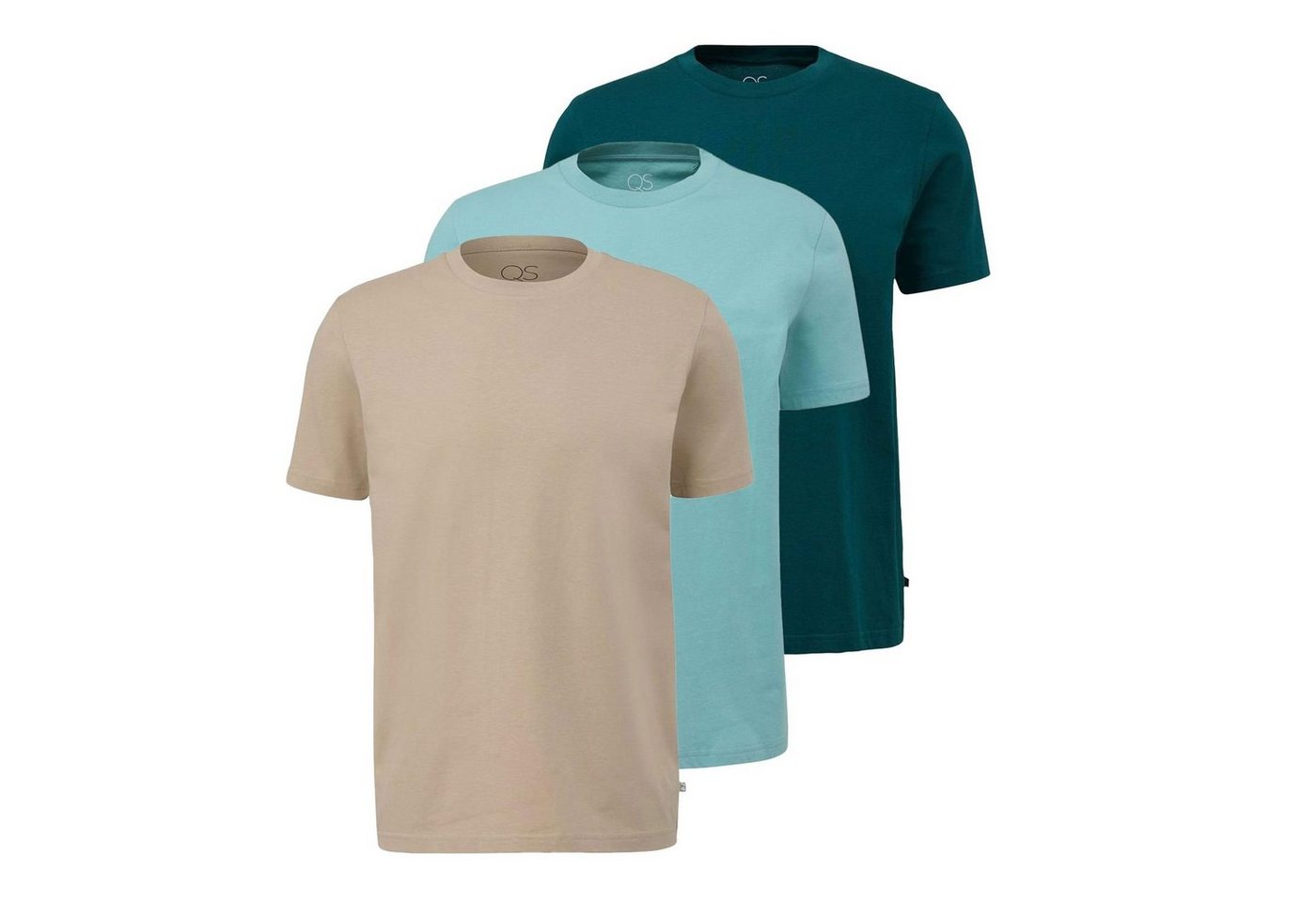 QS T-Shirt Basic (3-tlg) kurzarm, Rundhals-Ausschnitt, im 3er Pack von QS