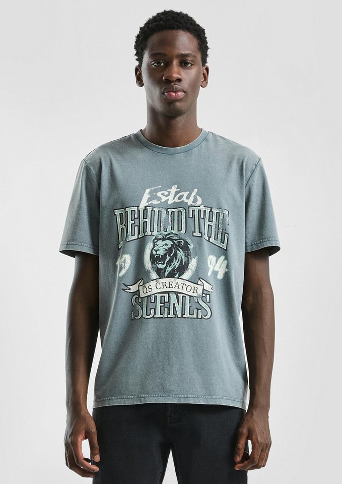 QS T-Shirt T-Shirt Gewaschens T-Shirt mit Frontdruck von QS