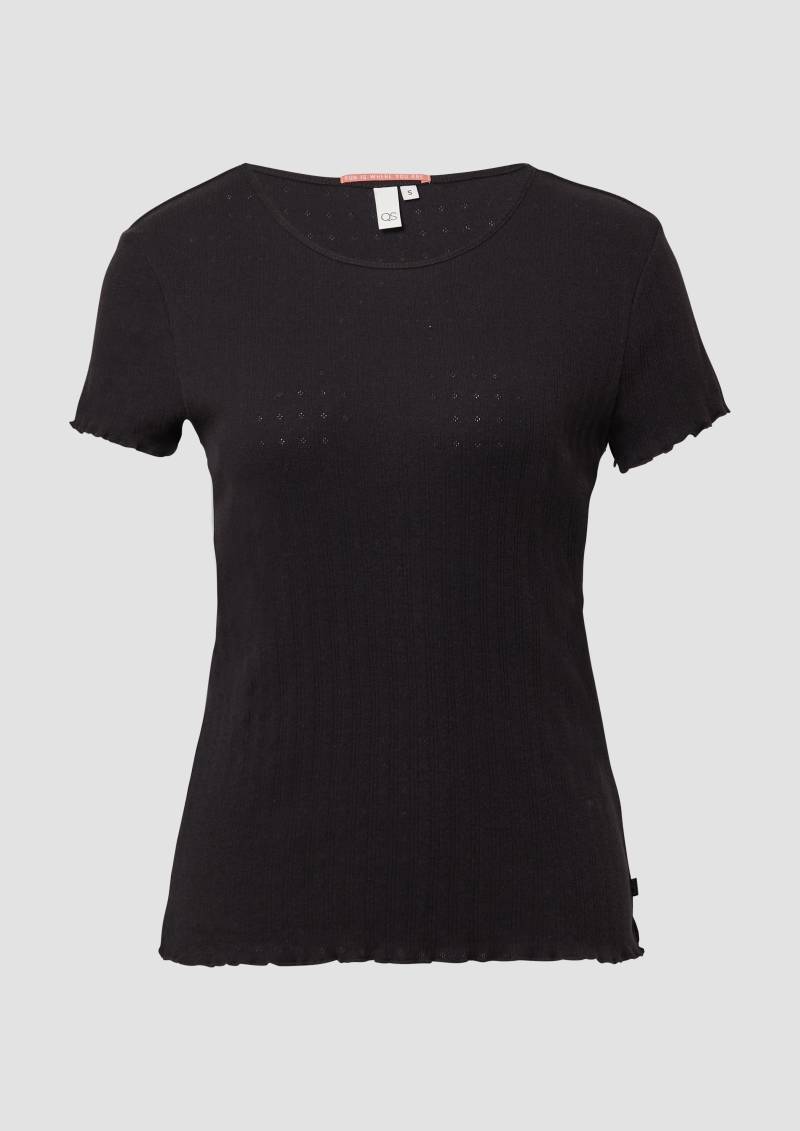 QS - T-Shirt mit Ajour-Muster, Damen, schwarz QS - T-Shirt mit Ajour-Muster, Damen, schwarz von QS