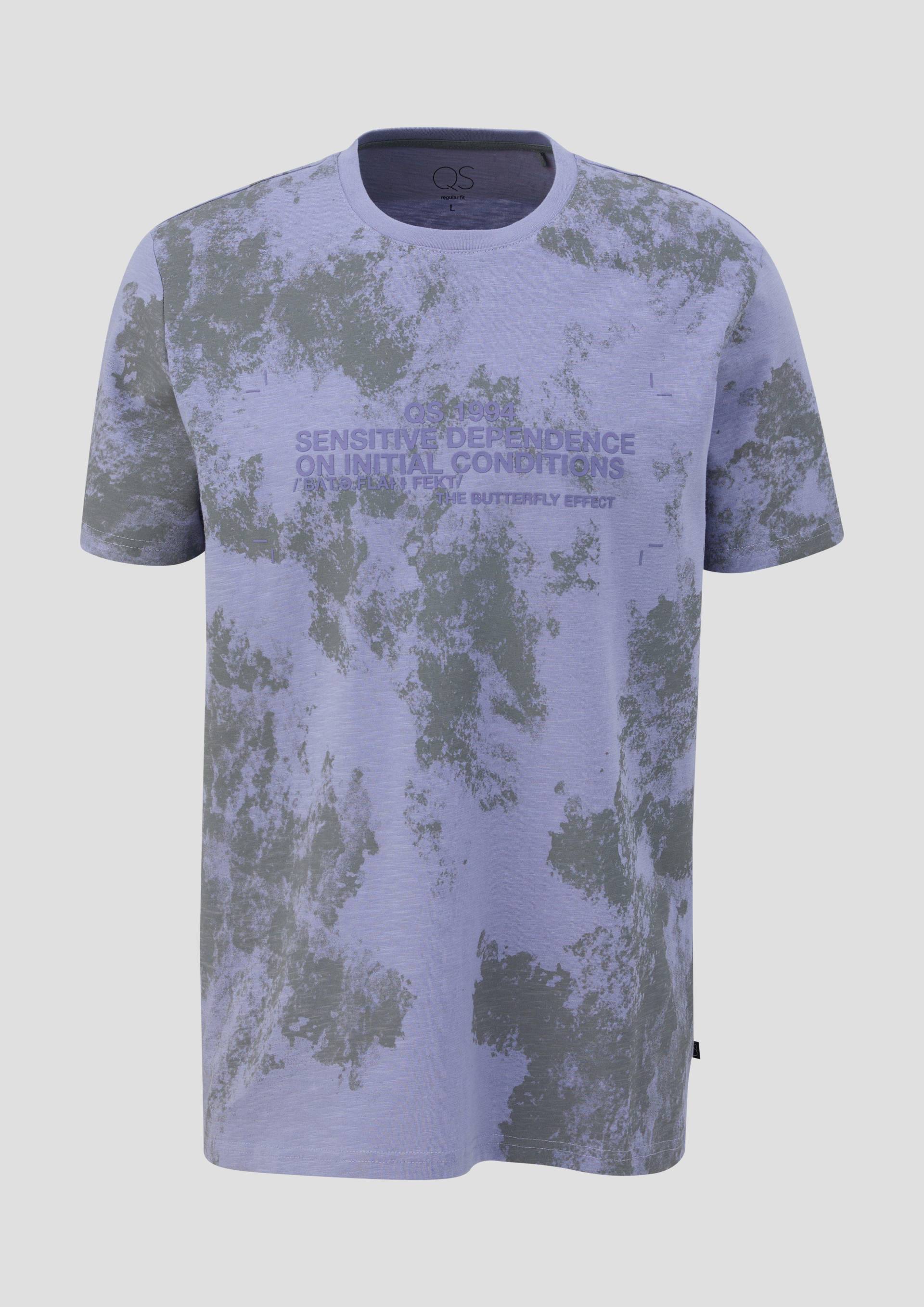 QS - T-Shirt mit All-over-Print, Herren, grau|lila von QS