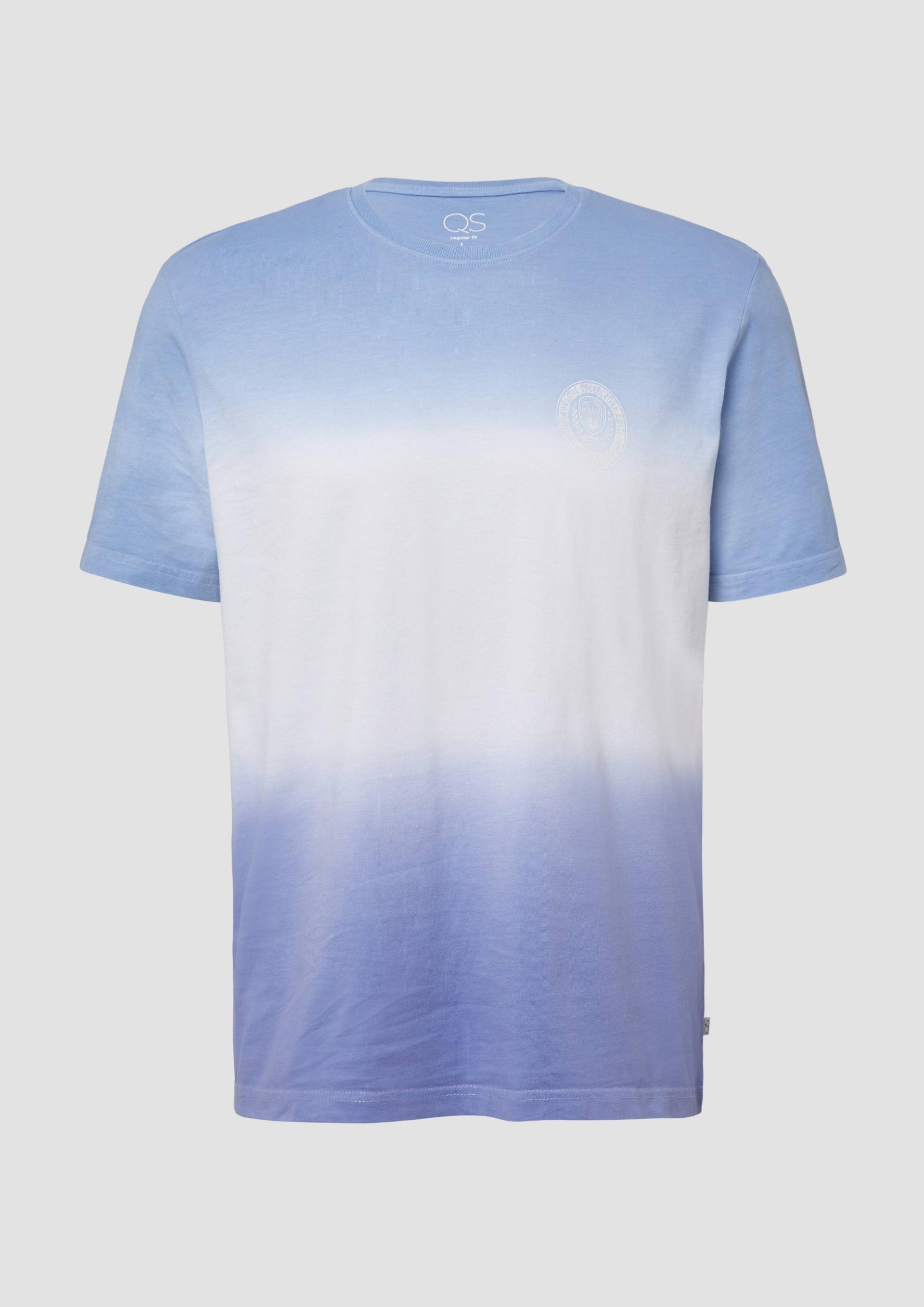 QS - T-Shirt mit Farbverlauf und Frontprint, Herren, blau QS - T-Shirt mit Farbverlauf und Frontprint, Herren, blau von QS
