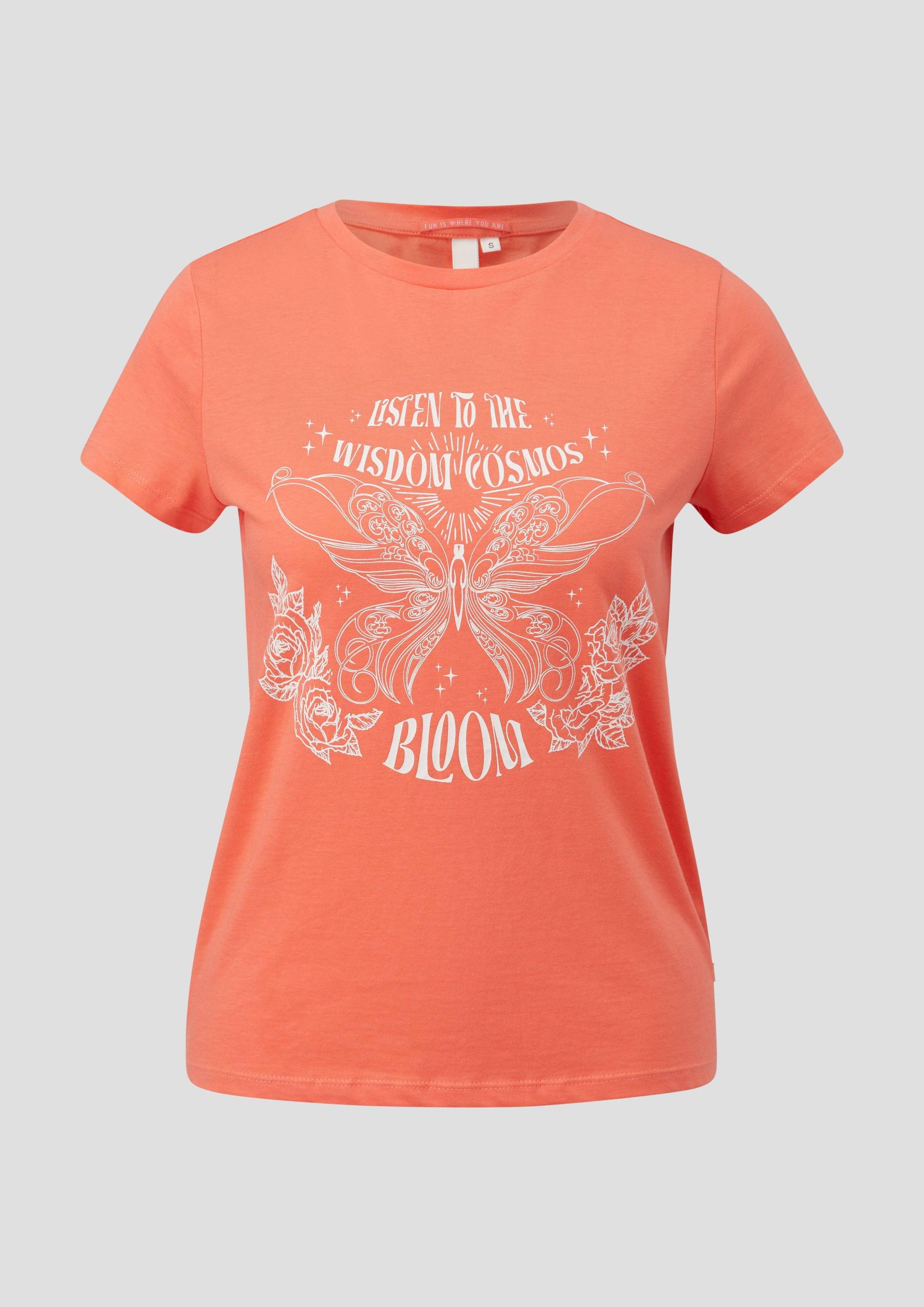 QS - T-Shirt mit Frontprint, Damen, Orange von QS