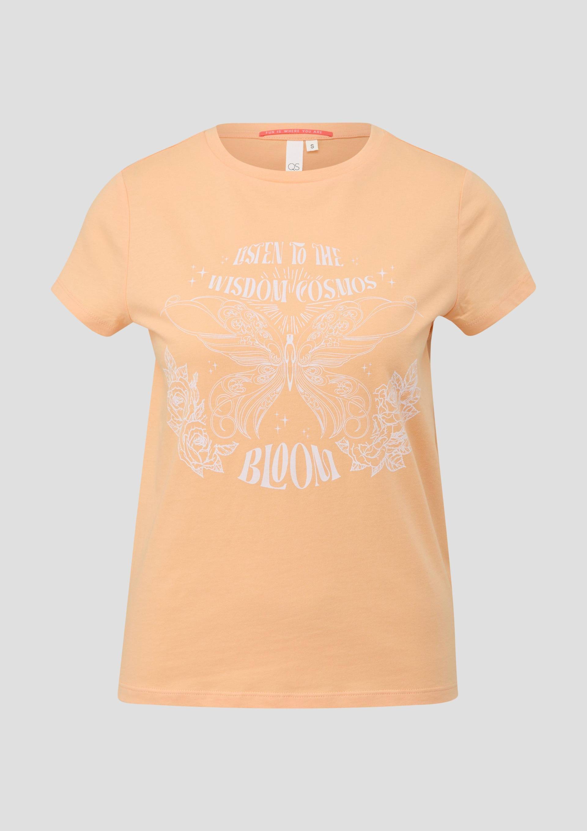 QS - T-Shirt mit Frontprint, Damen, Orange von QS
