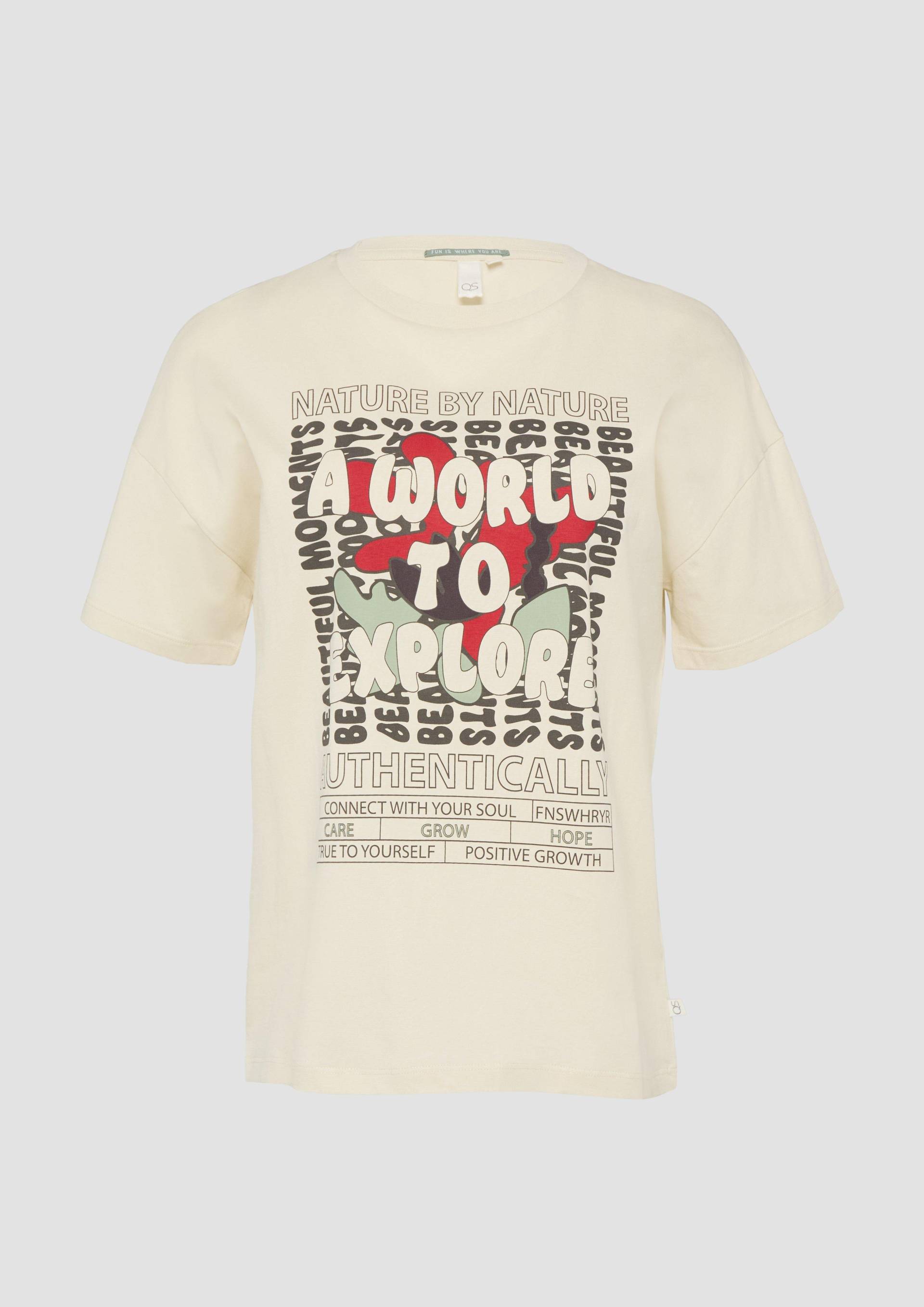 QS - T-Shirt mit Frontprint, Damen, creme von QS
