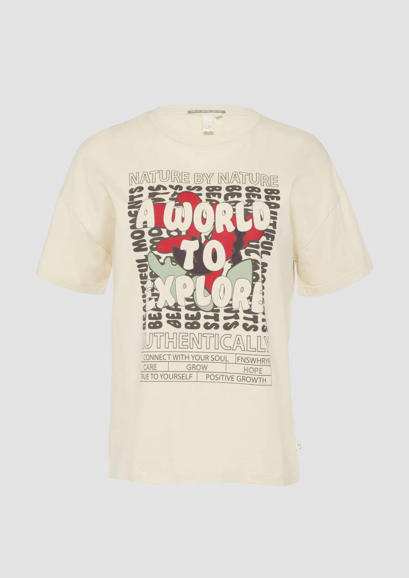QS - T-Shirt mit Frontprint, Damen, creme von QS