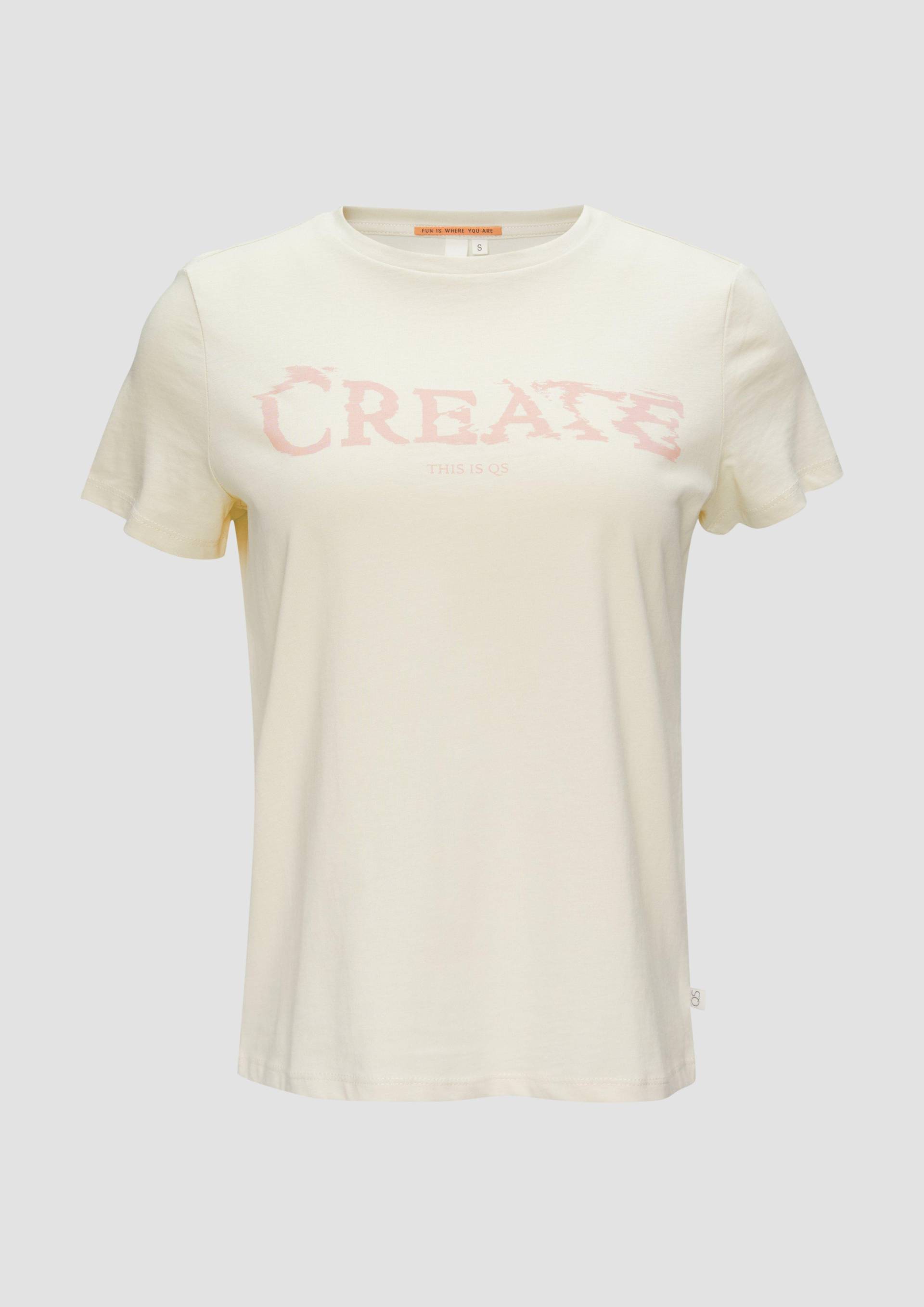 QS - T-Shirt mit Frontprint, Damen, creme von QS
