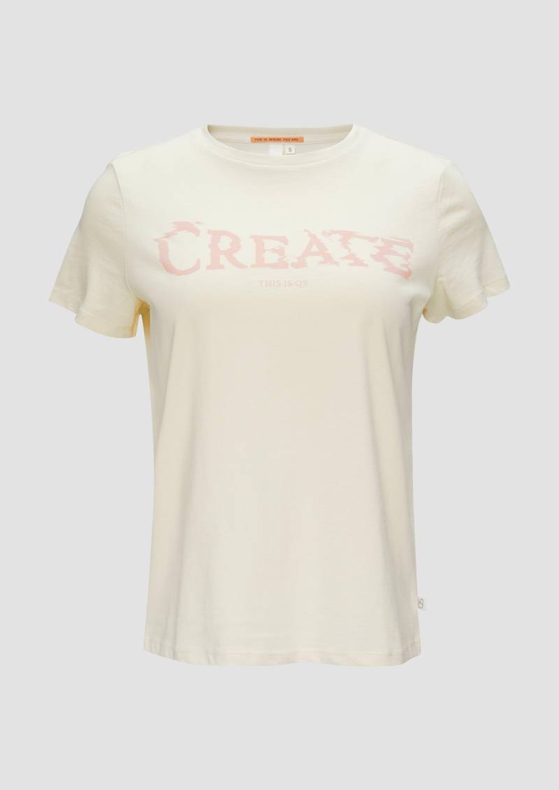 QS - T-Shirt mit Frontprint, Damen, creme von QS