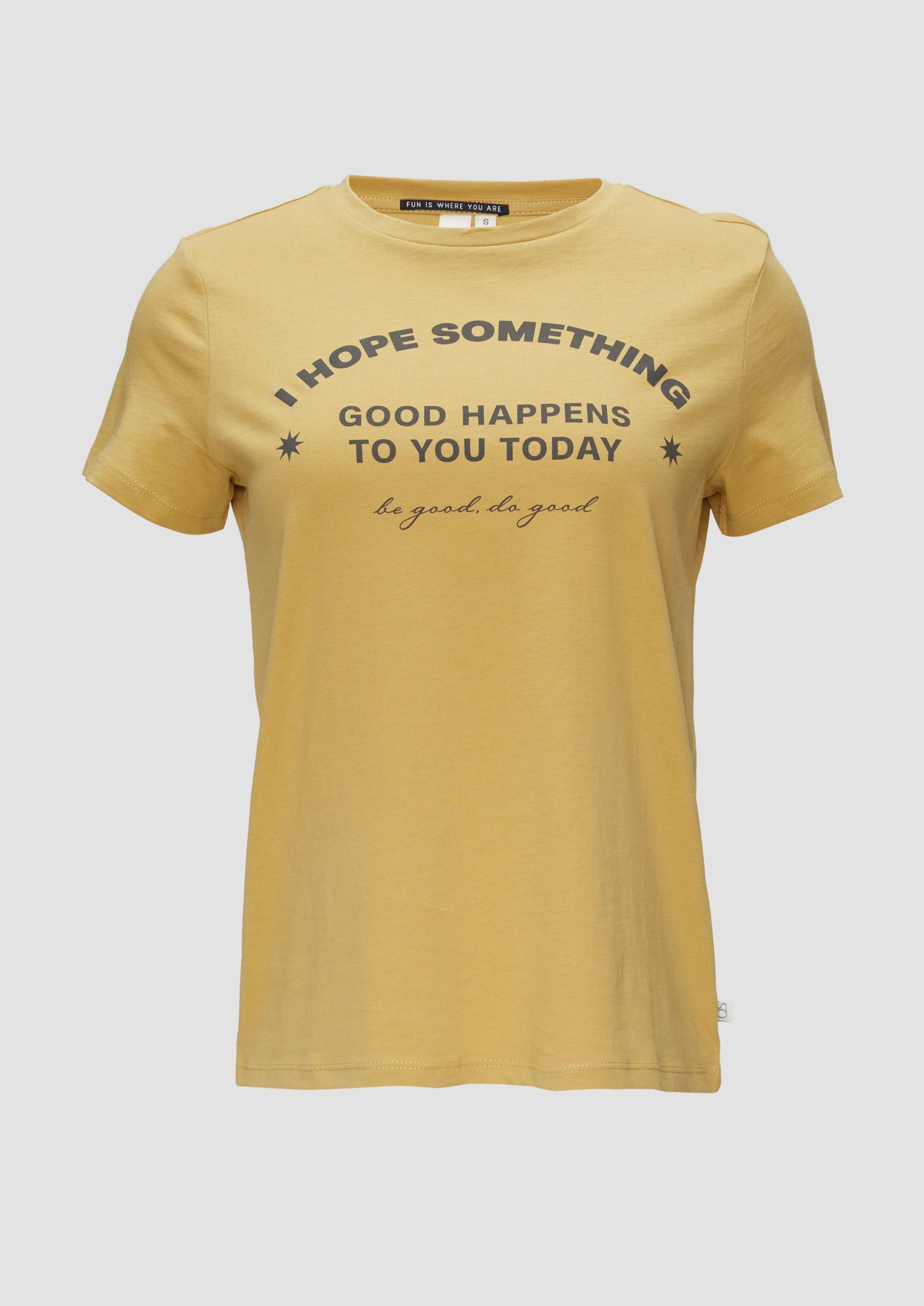 QS - T-Shirt mit Frontprint, Damen, gelb von QS