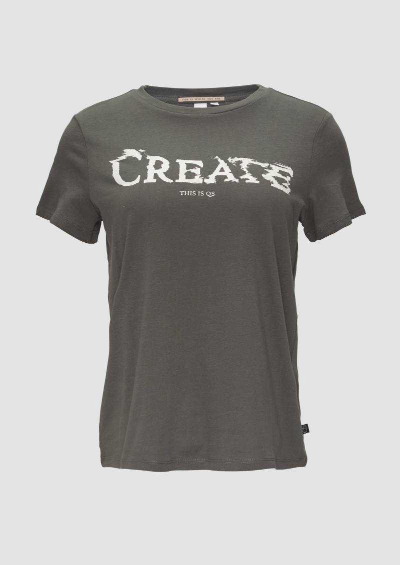 QS - T-Shirt mit Frontprint, Damen, grau von QS