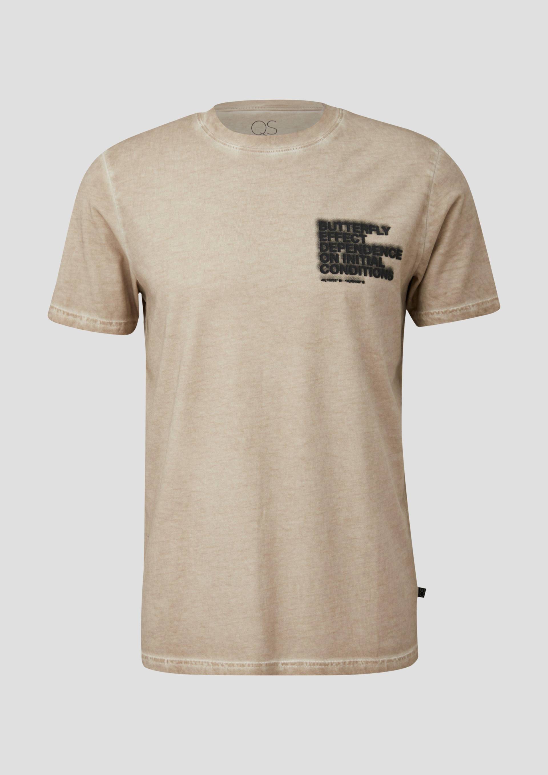 QS - T-Shirt mit Frontprint, Herren, Beige von QS