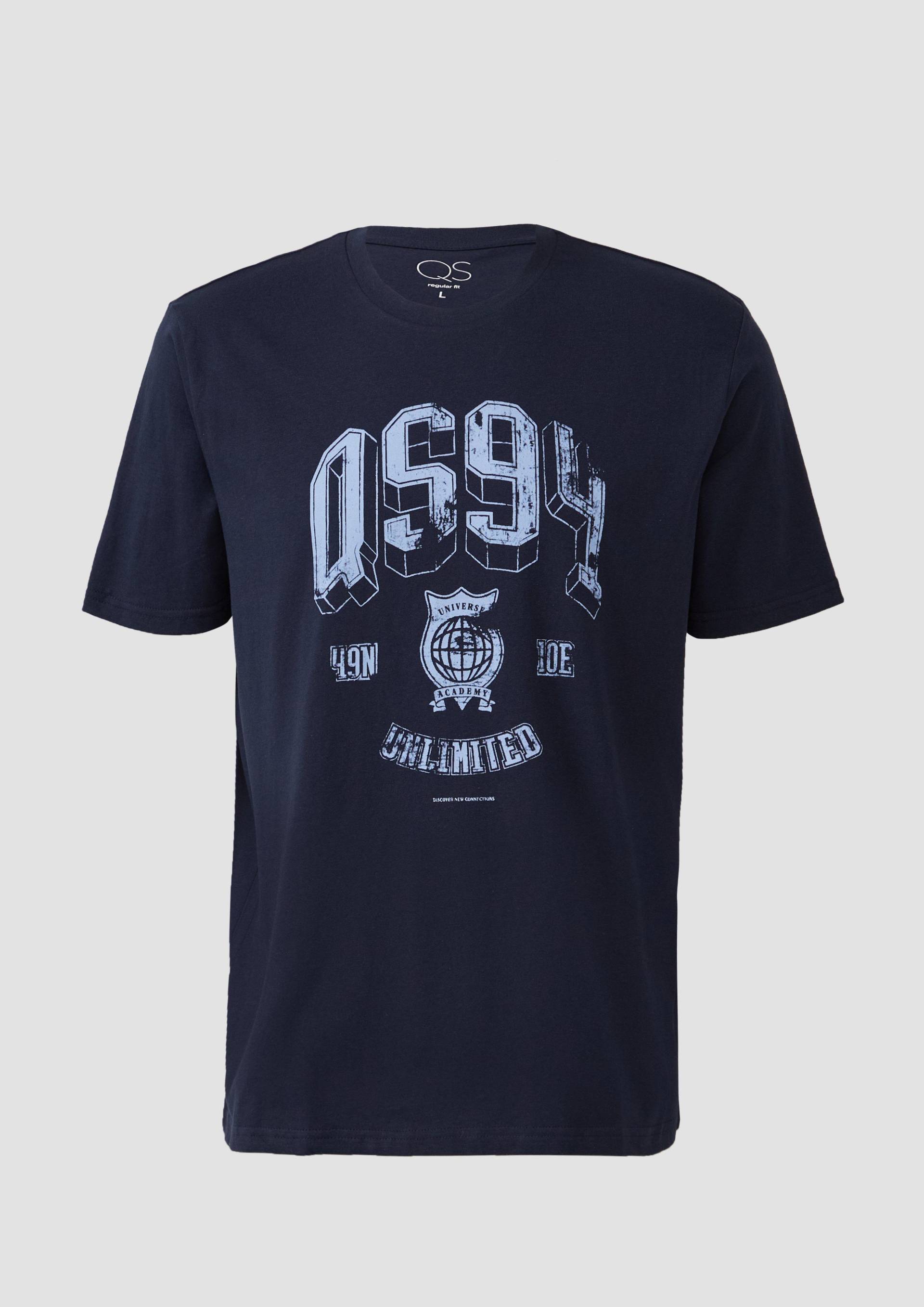 QS - T-Shirt mit Frontprint, Herren, blau von QS