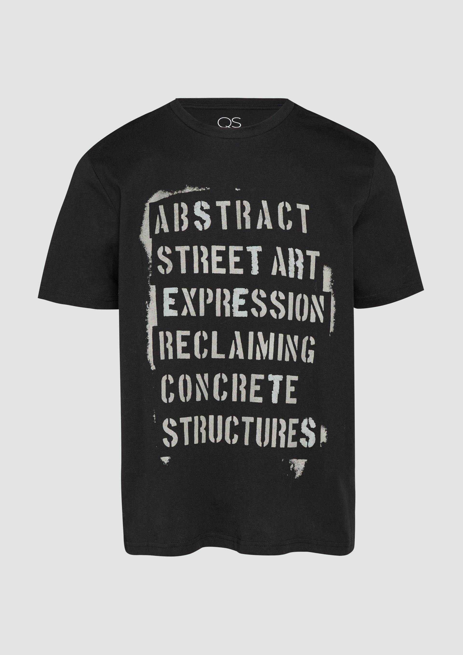 QS - T- Shirt mit Frontprint, Herren, schwarz von QS
