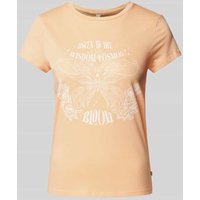 QS T-Shirt mit Motiv-Print und Rundhalsausschnitt in Lachs, Größe XS von QS