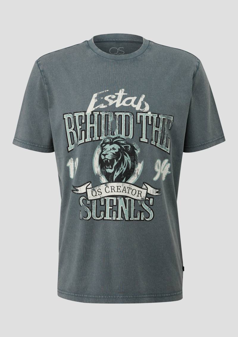QS - T-Shirt mit Print, Herren, blau von QS