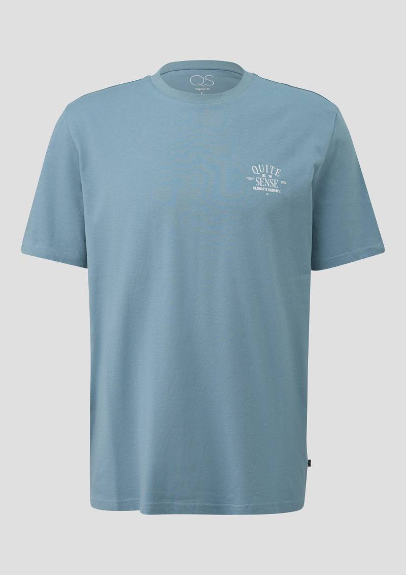 QS - T-Shirt mit Print, Herren, blau von QS
