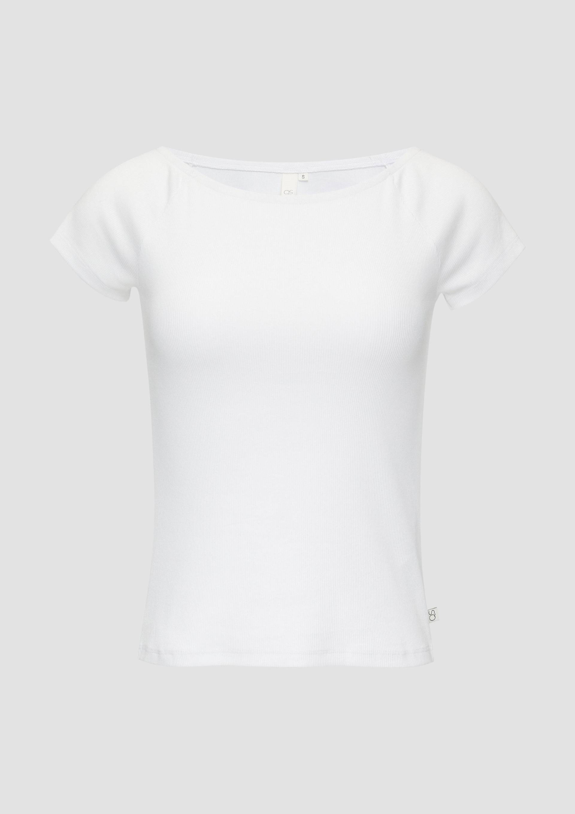 QS - Shirt aus Baumwollmix mit Rippstruktur, Damen, weiß von QS