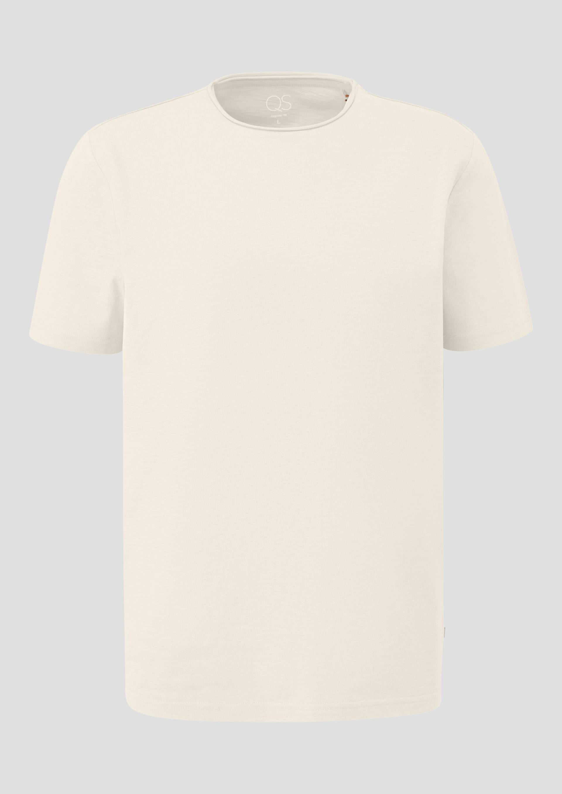 QS - T-Shirt mit Rollkante, Herren, creme von QS