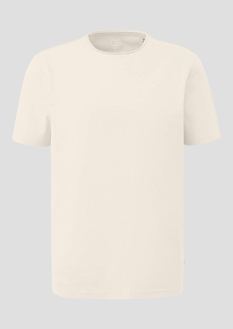 QS - T-Shirt mit Rollkante, Herren, creme von QS