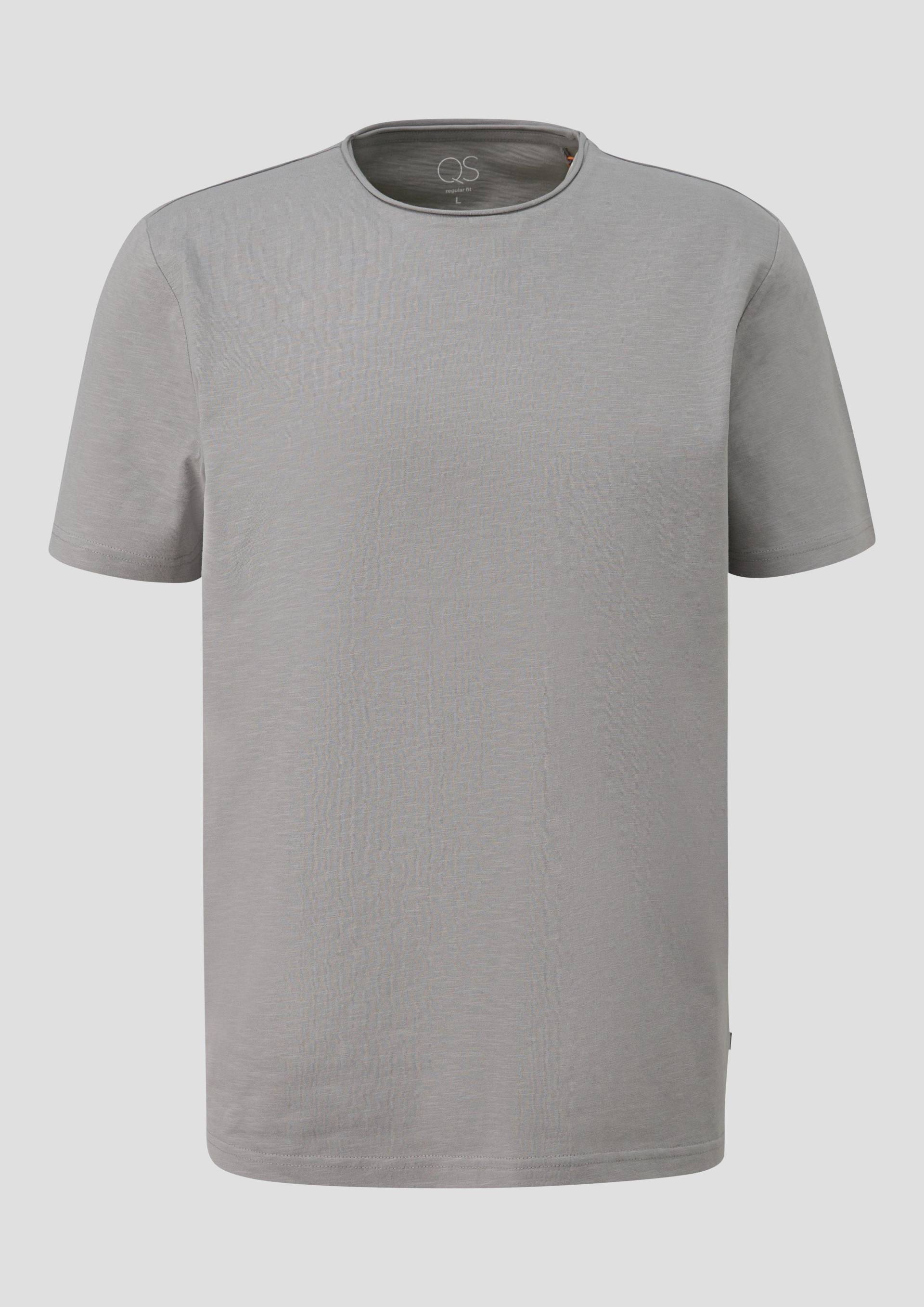 QS - T-Shirt mit Rollkante, Herren, grau von QS