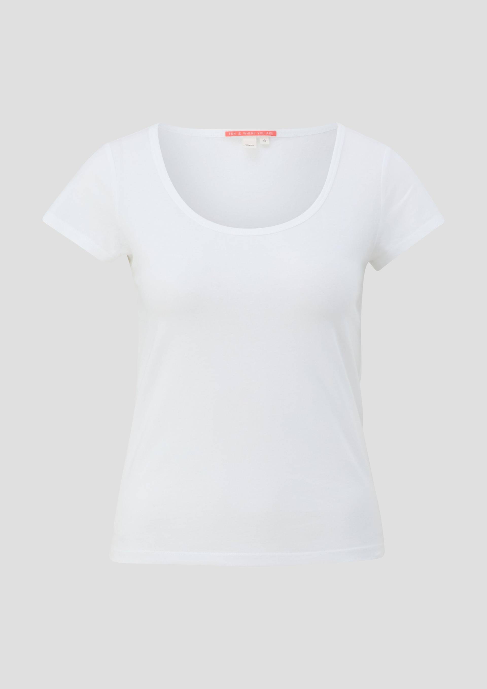 QS - T-Shirt mit U-Ausschnitt, Damen, weiß von QS