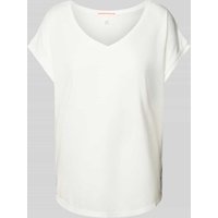 QS T-Shirt mit V-Ausschnitt in Weiss, Größe XXL von QS
