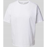 QS T-Shirt mit geripptem Rundhalsausschnitt in Weiss, Größe L von QS