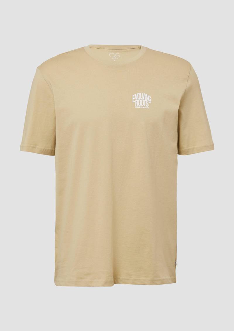 QS - T-Shirt mit kleinem Frontprint, Herren, Grün von QS