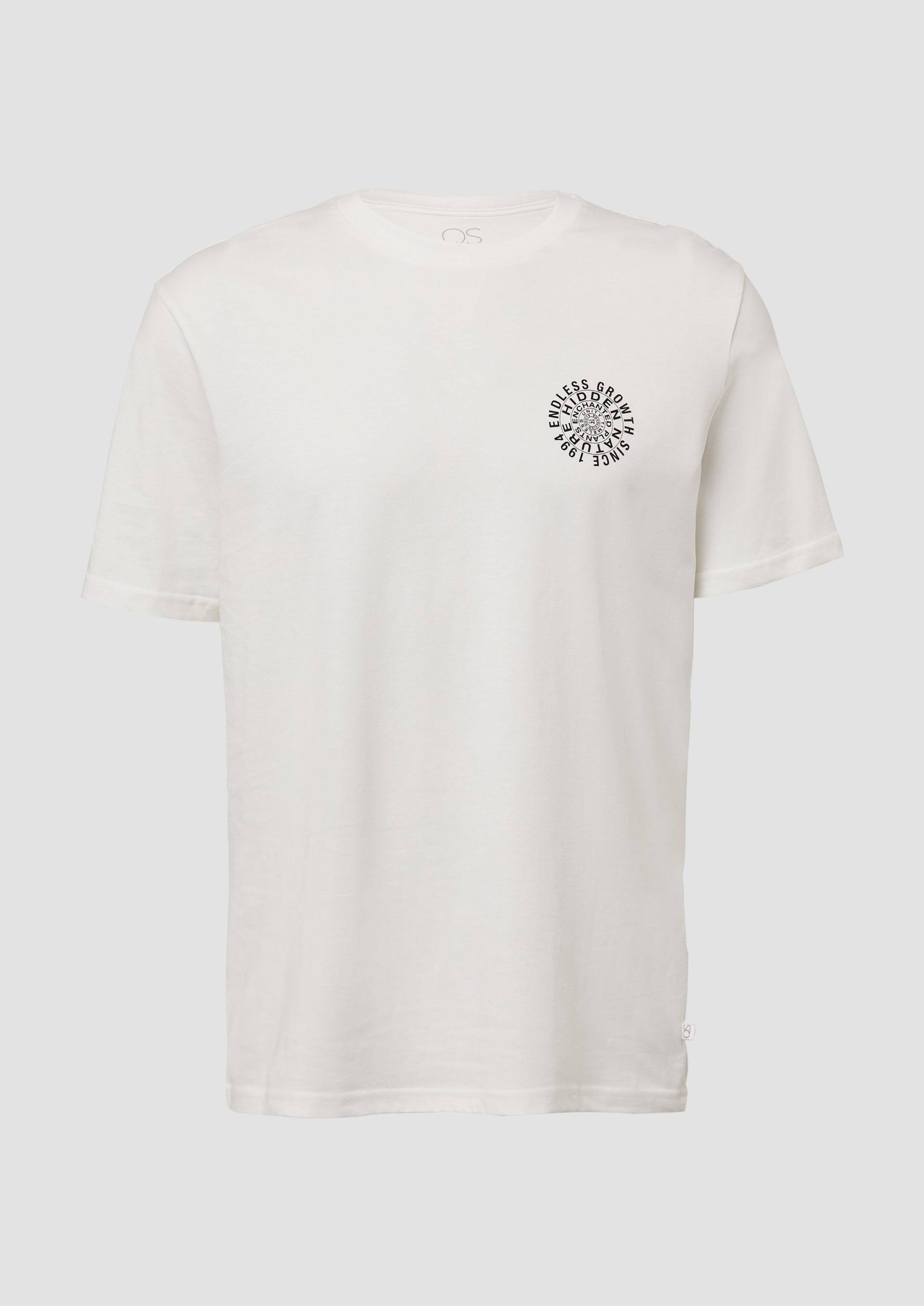 QS - T-Shirt mit kleinem Frontprint, Herren, creme von QS