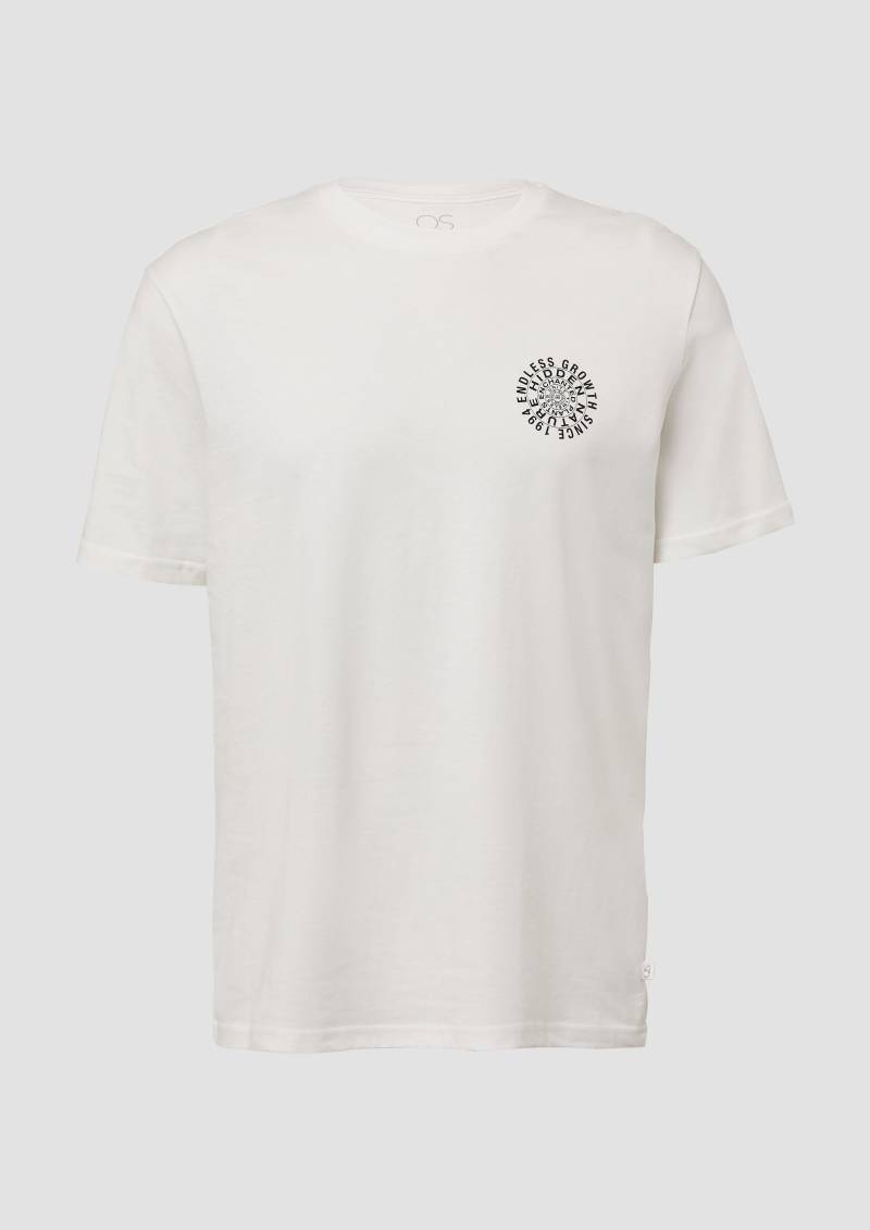 QS - T-Shirt mit kleinem Frontprint, Herren, creme von QS