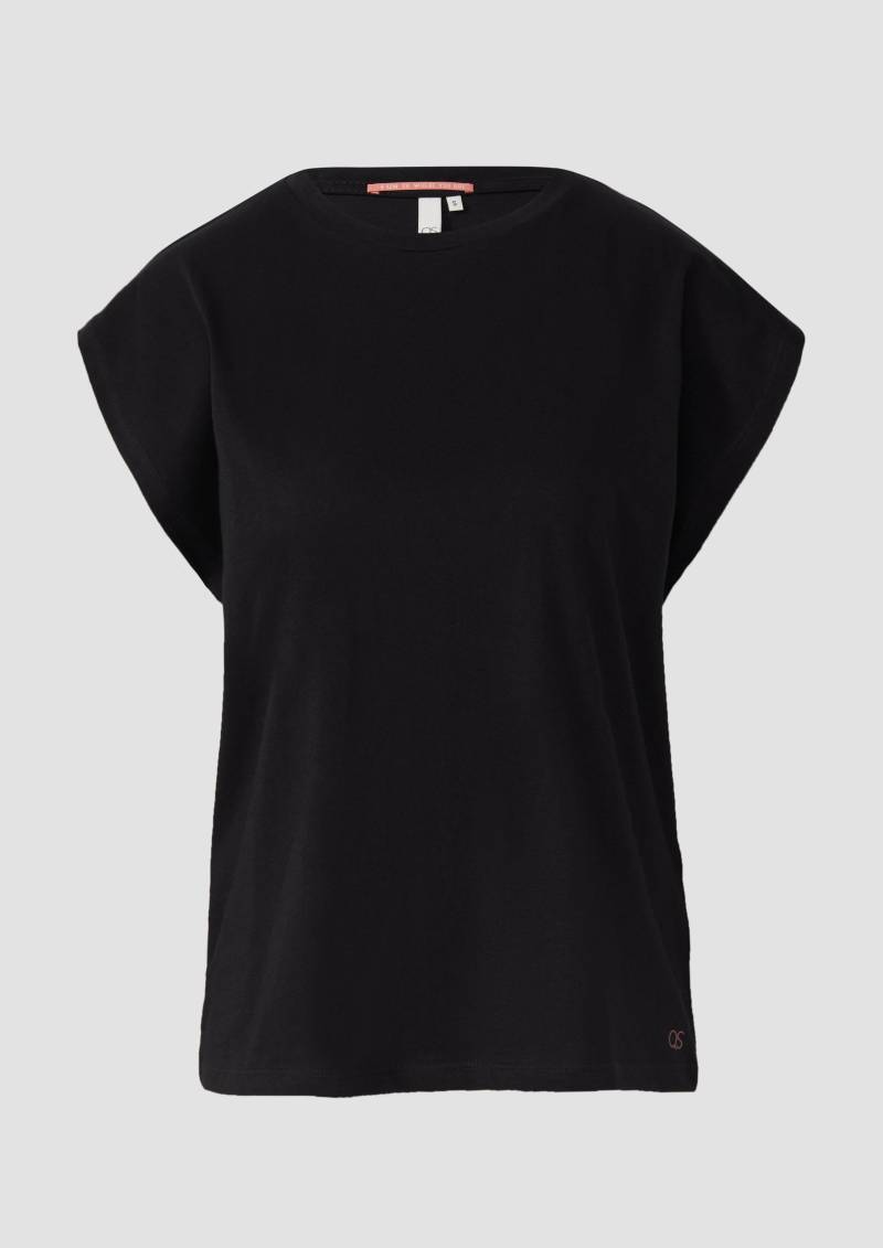 QS - T-Shirt mit leicht überschnittenen Schultern, Damen, schwarz von QS