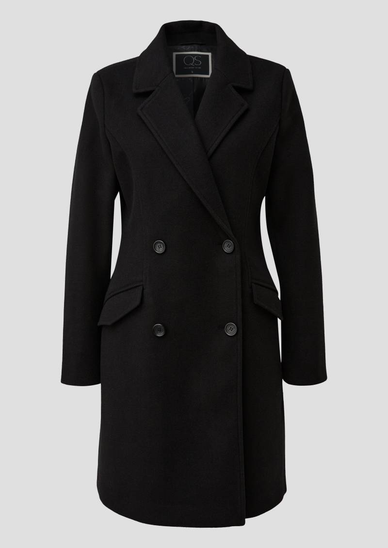 QS - Taillierter Mantel in Wolloptik, Damen, schwarz von QS