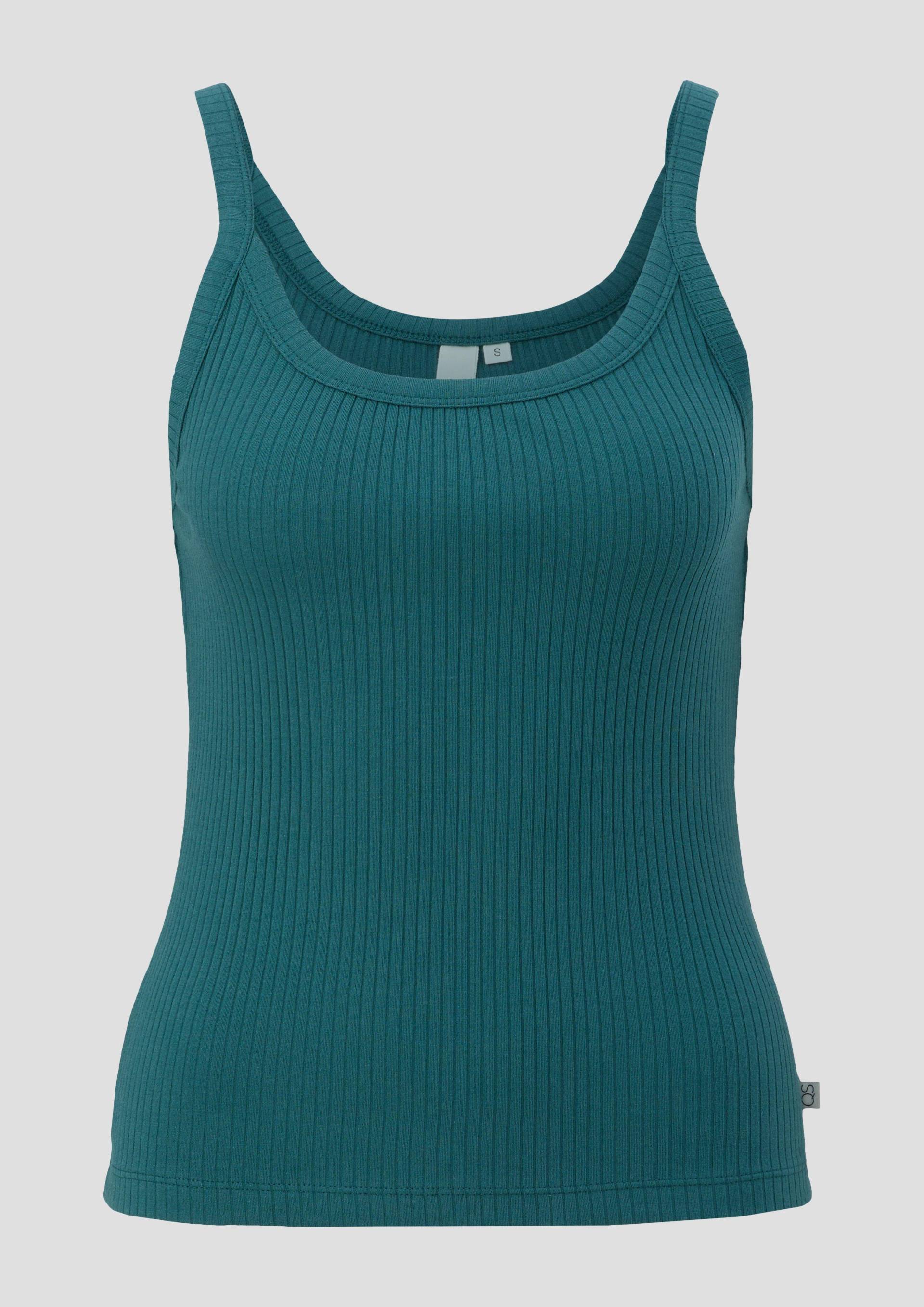 QS - Tank Top mit Rippstruktur, Damen, Blau von QS