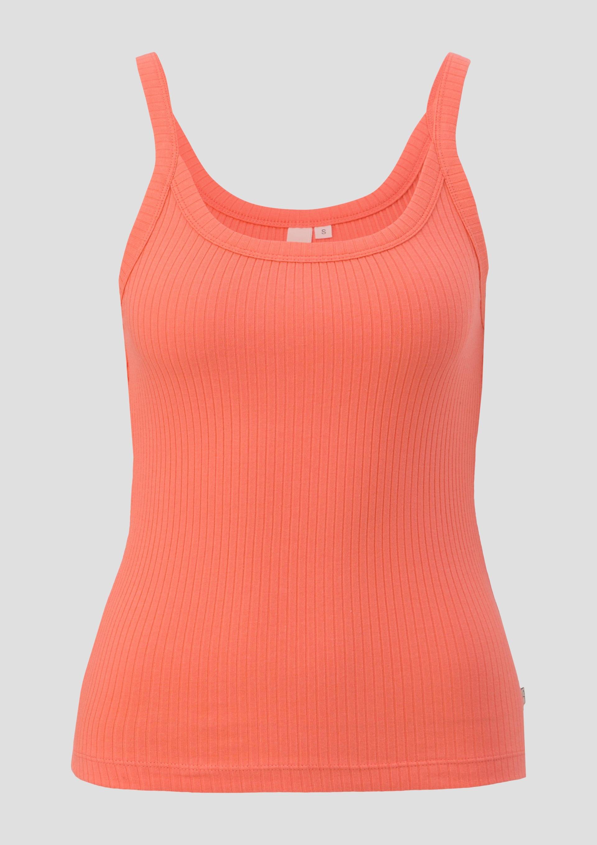 QS - Tank Top mit Rippstruktur, Damen, Orange von QS