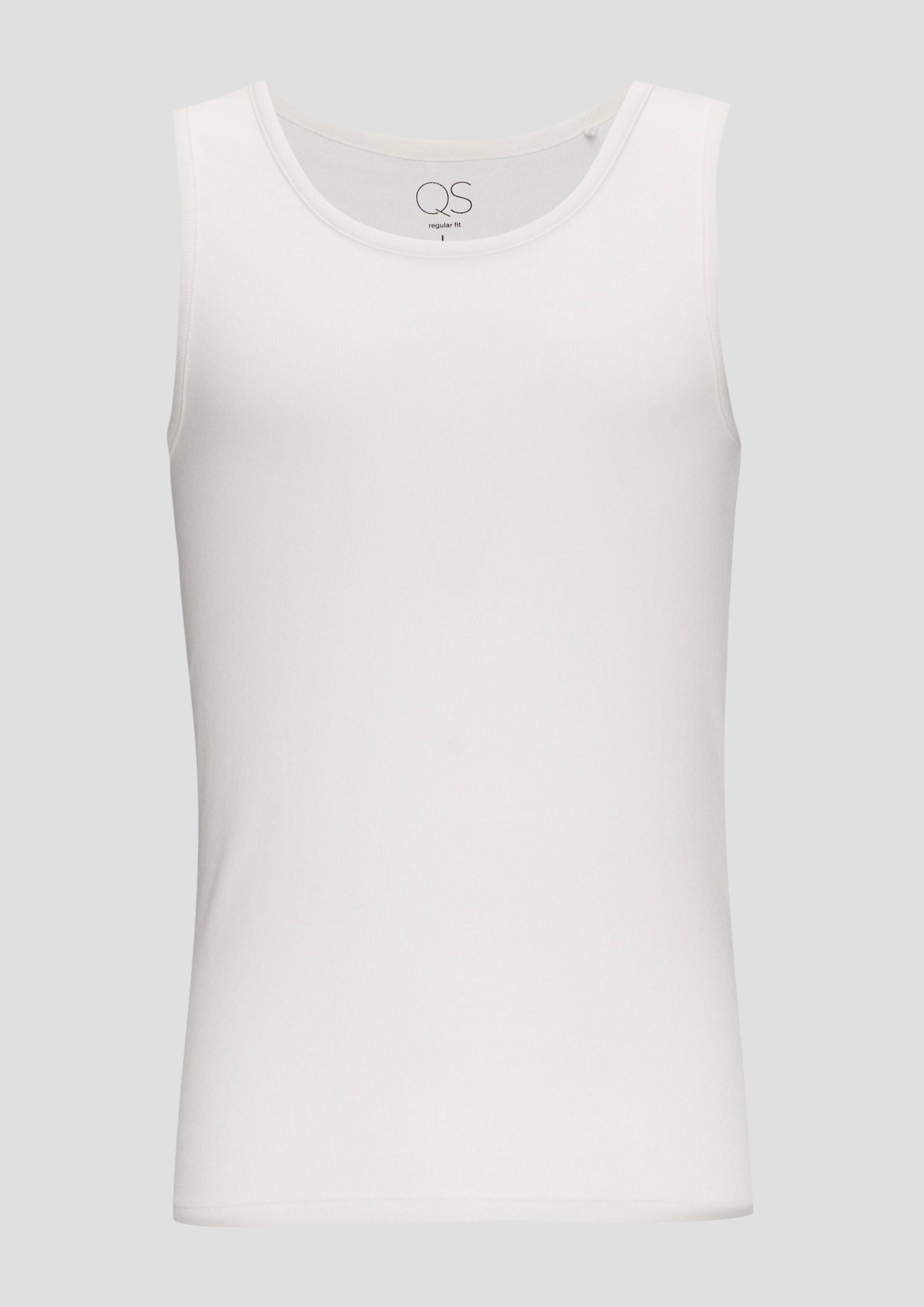 QS - Tanktop mit Rippstruktur und Rippblende, Herren, weiß von QS