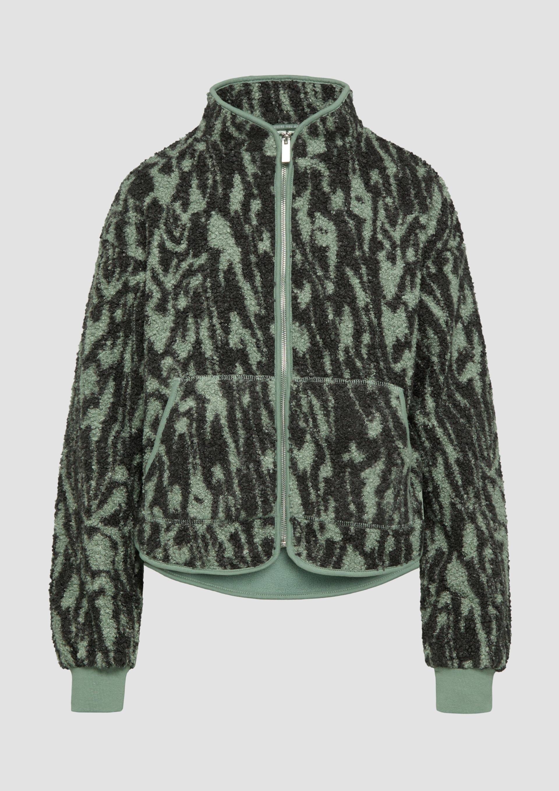 QS - Teddyjacke mit All-over-Print, Damen, grün von QS